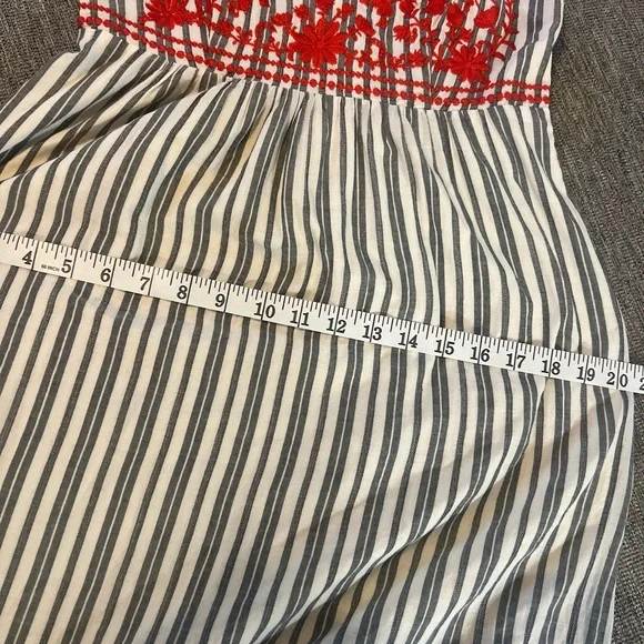 Kate Spade Broome Street Red Floral Embroidered Stripe Tiered Midi Dress S - Picture 8 of 12